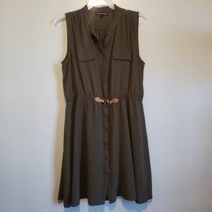 Always Indigo cinched waist short sleeve green dress